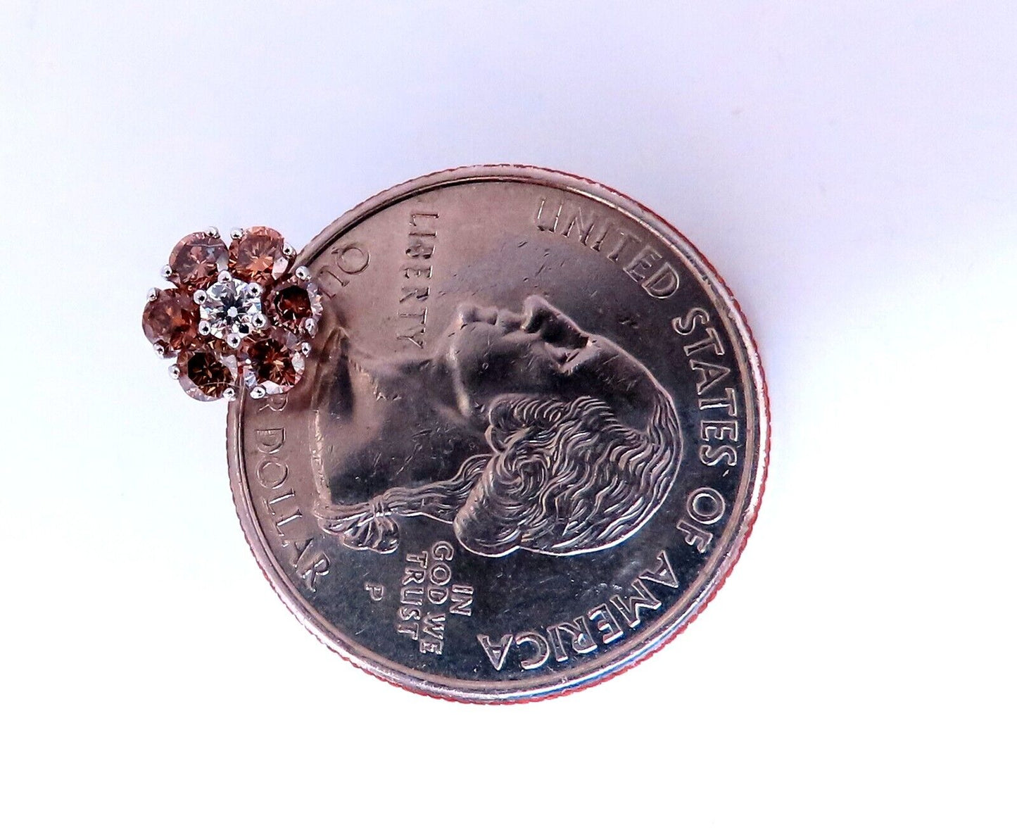 1.30ct. natural round diamond cluster earrings 14 karat Fancy Browns