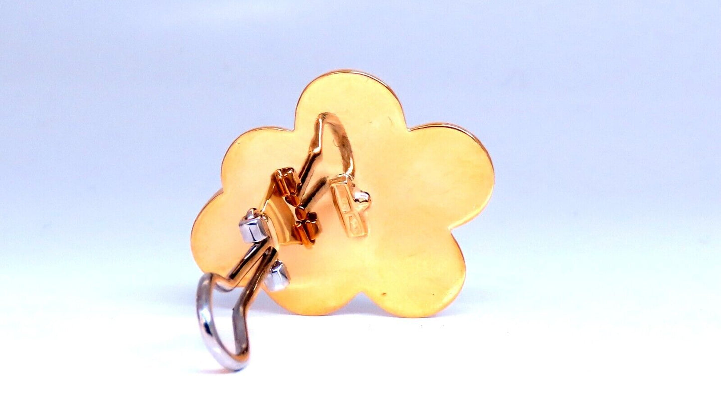 18kt Gold Clip earrings Ladybug On Flower Solid CLip 18kt Gold Postless