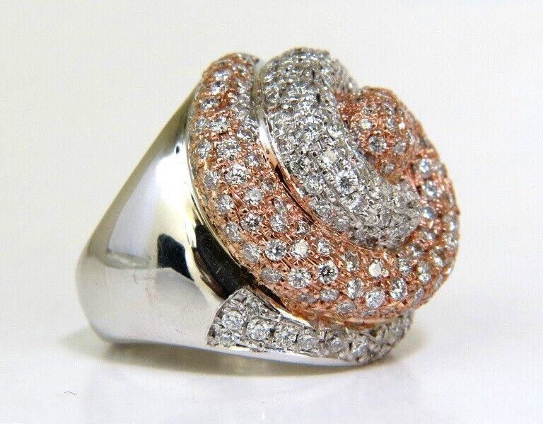 4.00 Carat Huge Dome 18 Karat 3D Swirl Diamonds Ring G/VS Cocktail Prime