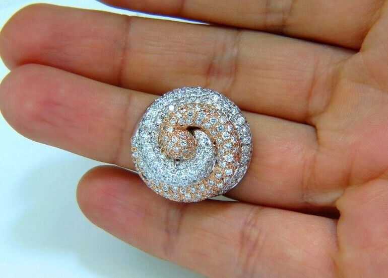 4.00 Carat Huge Dome 18 Karat 3D Swirl Diamonds Ring G/VS Cocktail Prime