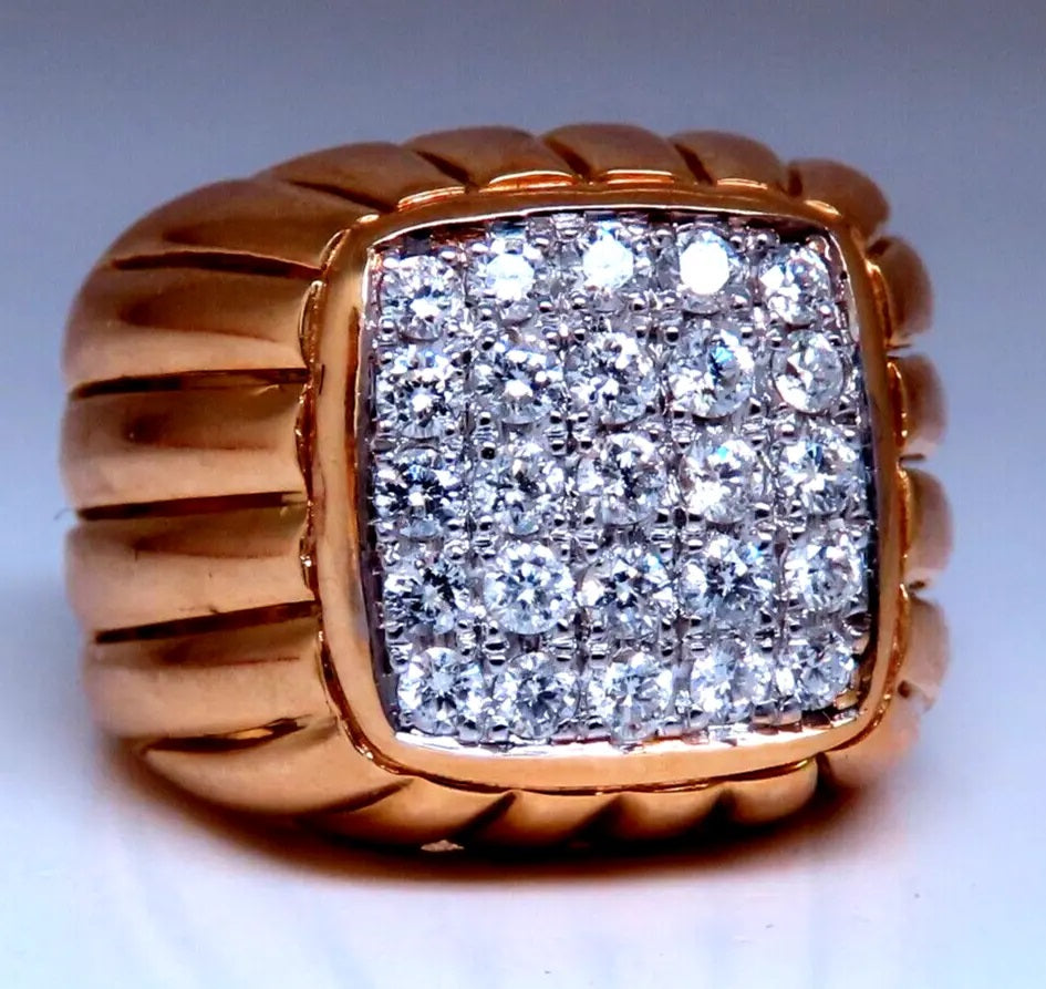 18 Karat 1 Carat Diamond Dome Ring Mod Deco Detail