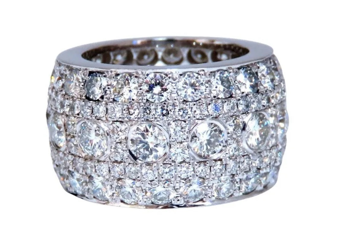 6.54ct Natural Round Diamonds Eternity Ring Domed 14kt