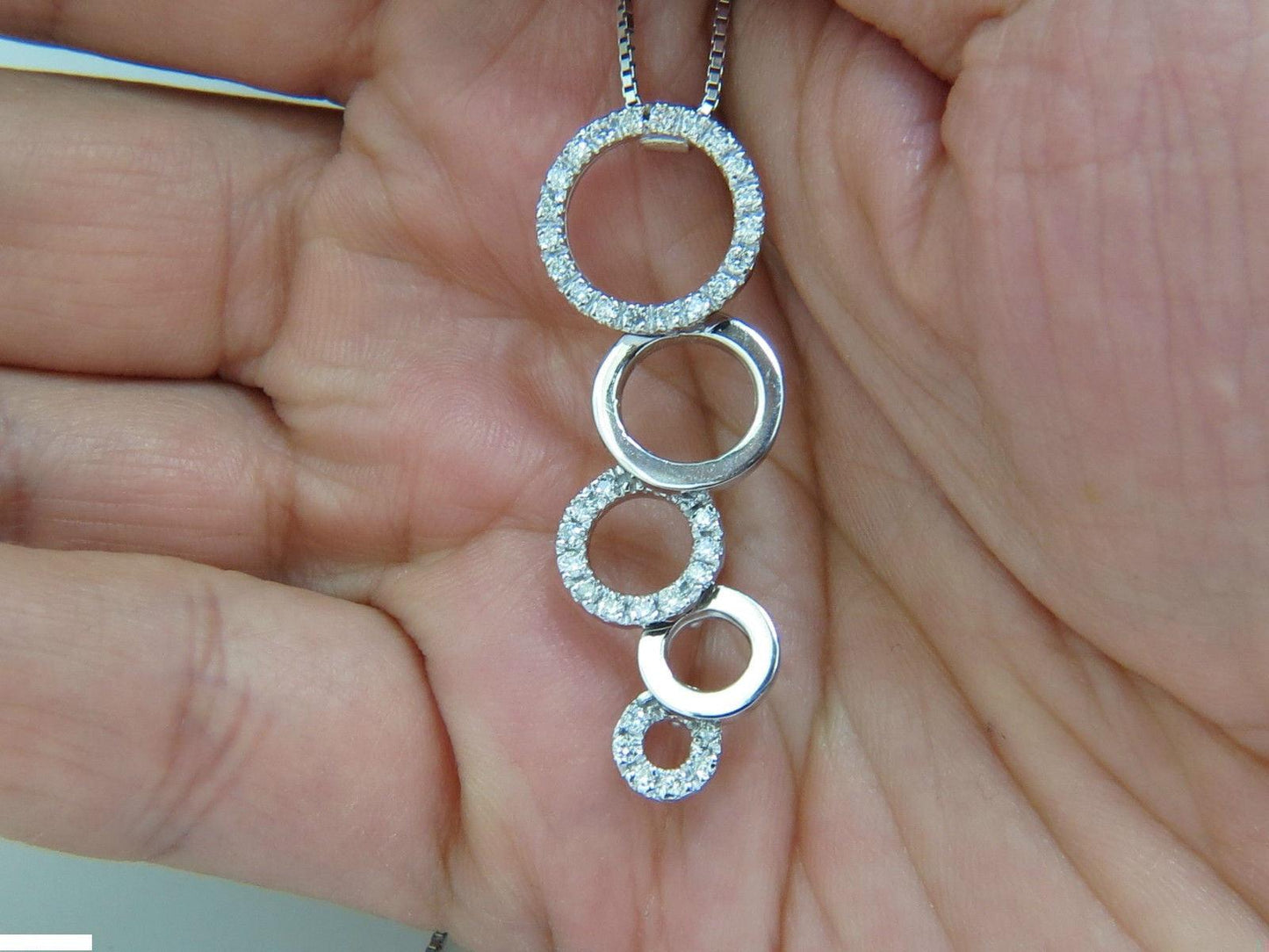 .60CT CIRCLE DANGLES BUBBLES NATURAL DIAMONDS PENDANT F/VS 14KT 10041