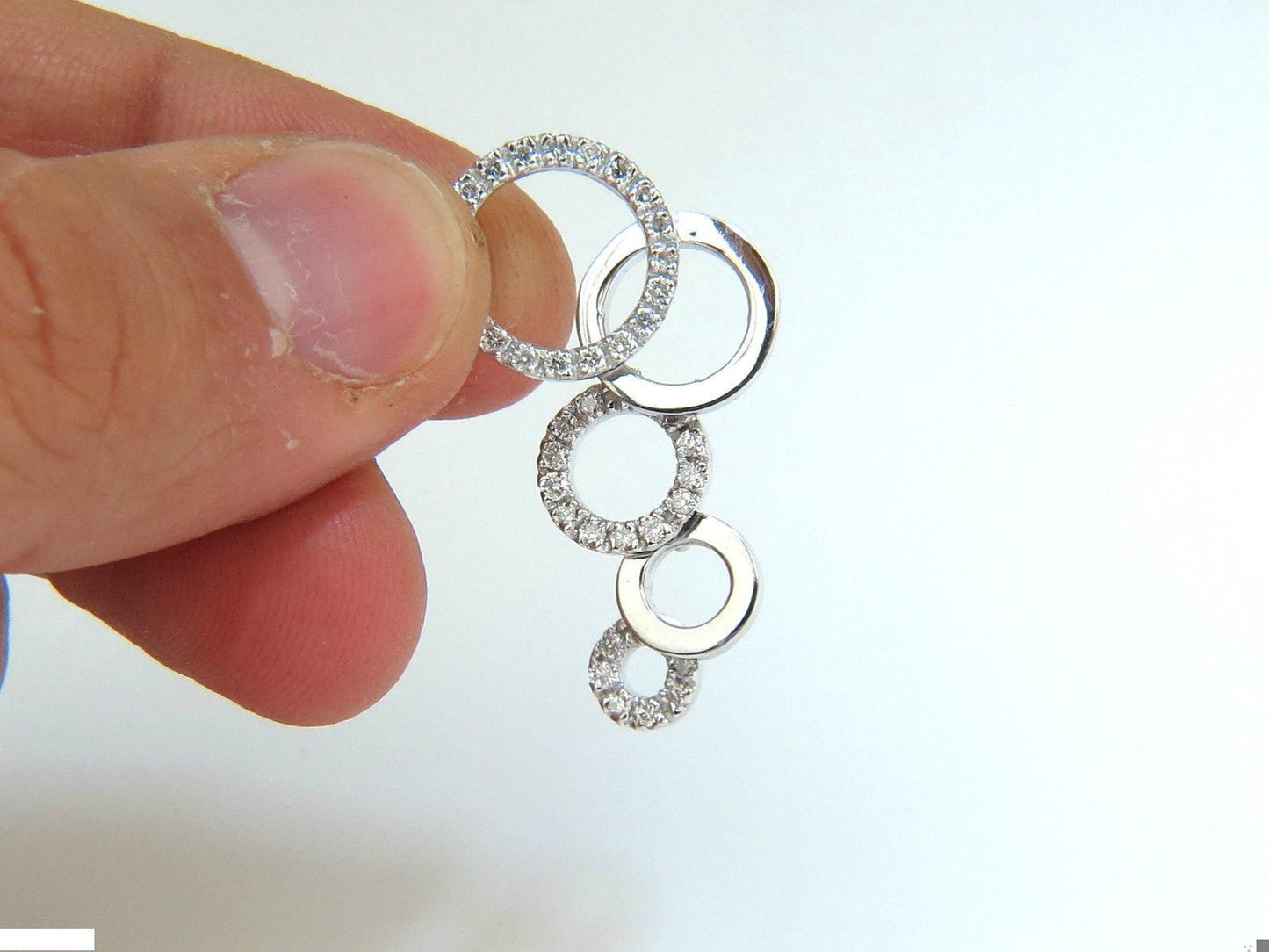 .60CT CIRCLE DANGLES BUBBLES NATURAL DIAMONDS PENDANT F/VS 14KT 10041