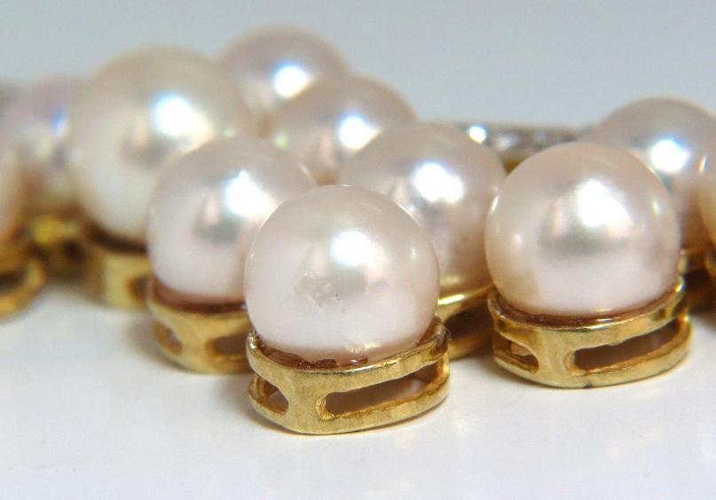 10.00ct Natural Diamonds & Akoya Pearls 18kt Necklace Opera Riviera Deco 12645