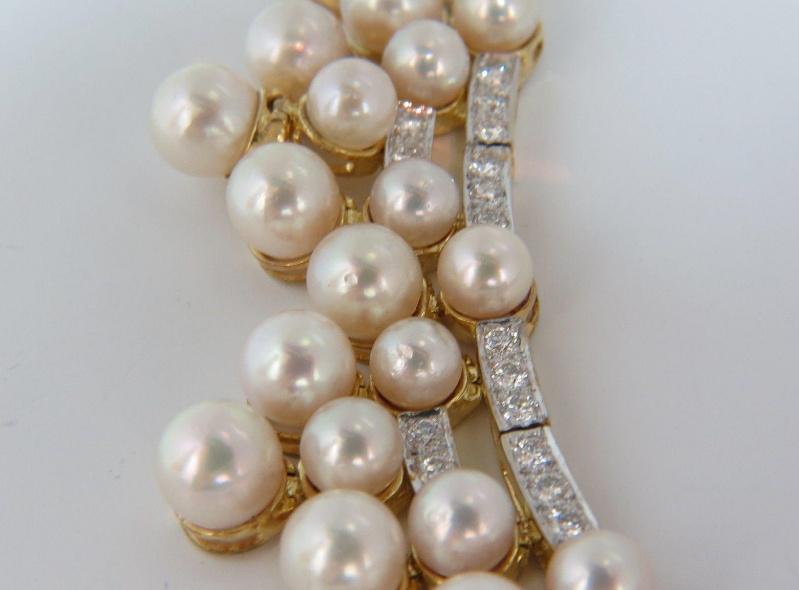 10.00ct Natural Diamonds & Akoya Pearls 18kt Necklace Opera Riviera Deco 12645