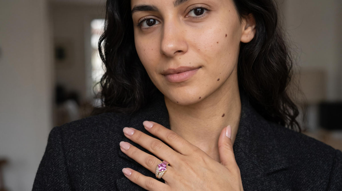 GIA Certified Natural Pink Sapphire Diamonds Ring 18kt. 95558
