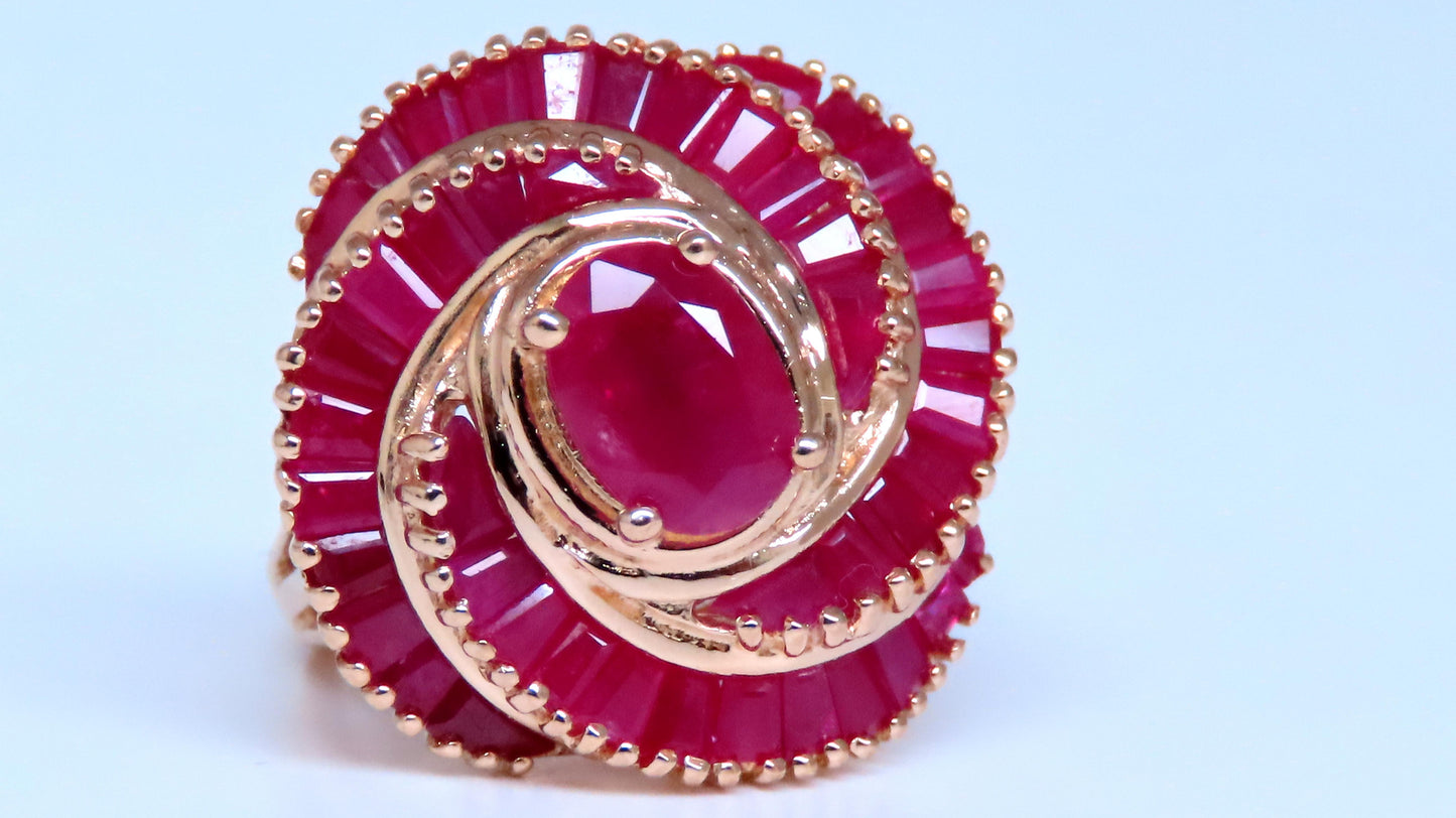 2.70ct Natural Ruby Diamond Cocktail Ballerina Statement Ring 14kt Gold 65442