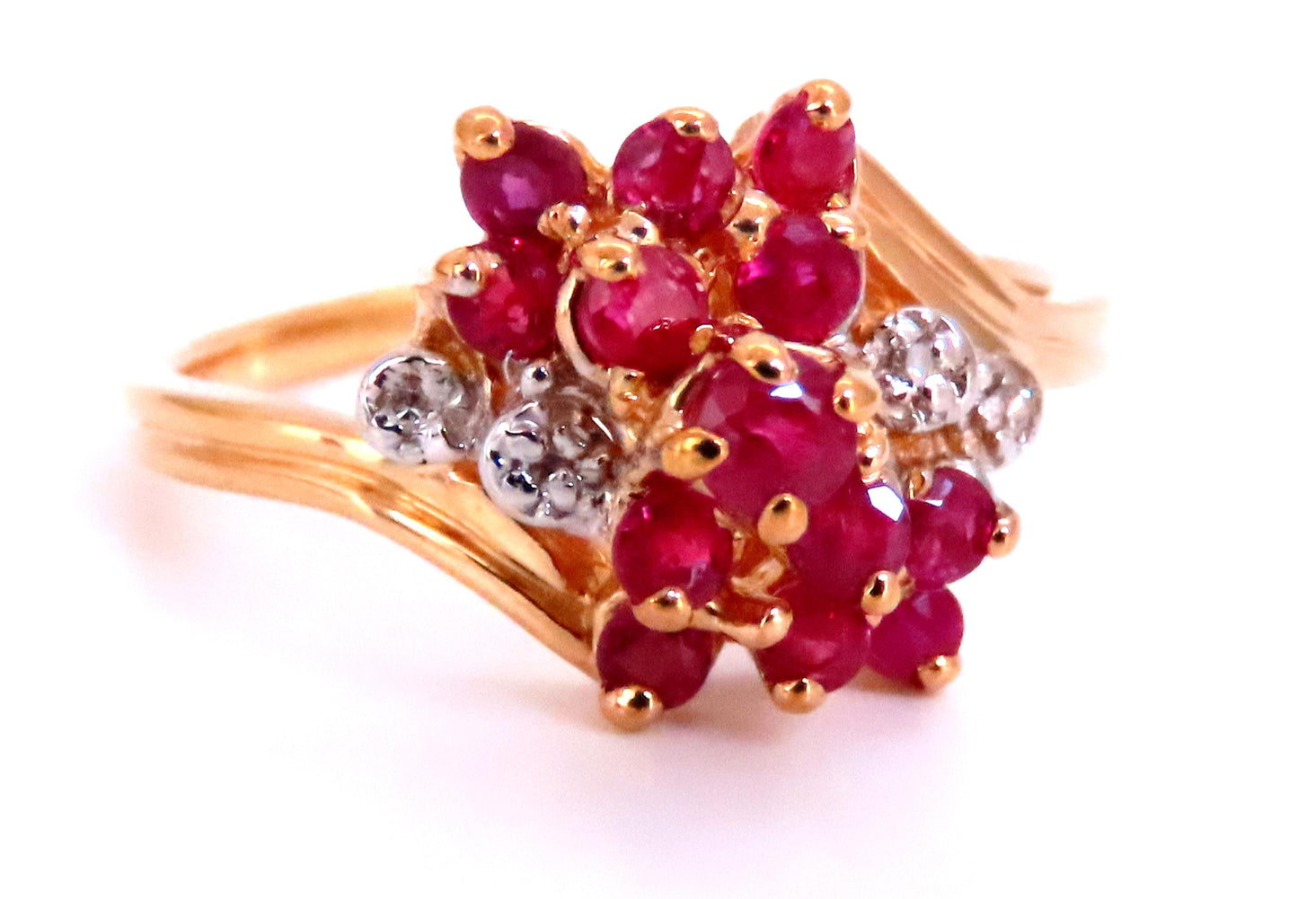 .50ct Natural Ruby Diamond Cluster Cocktail Ring 14kt Gold 67121