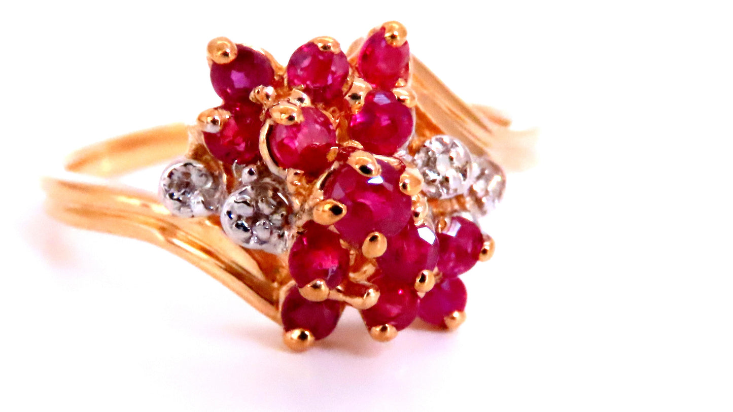 .50ct Natural Ruby Diamond Cluster Cocktail Ring 14kt Gold 67121