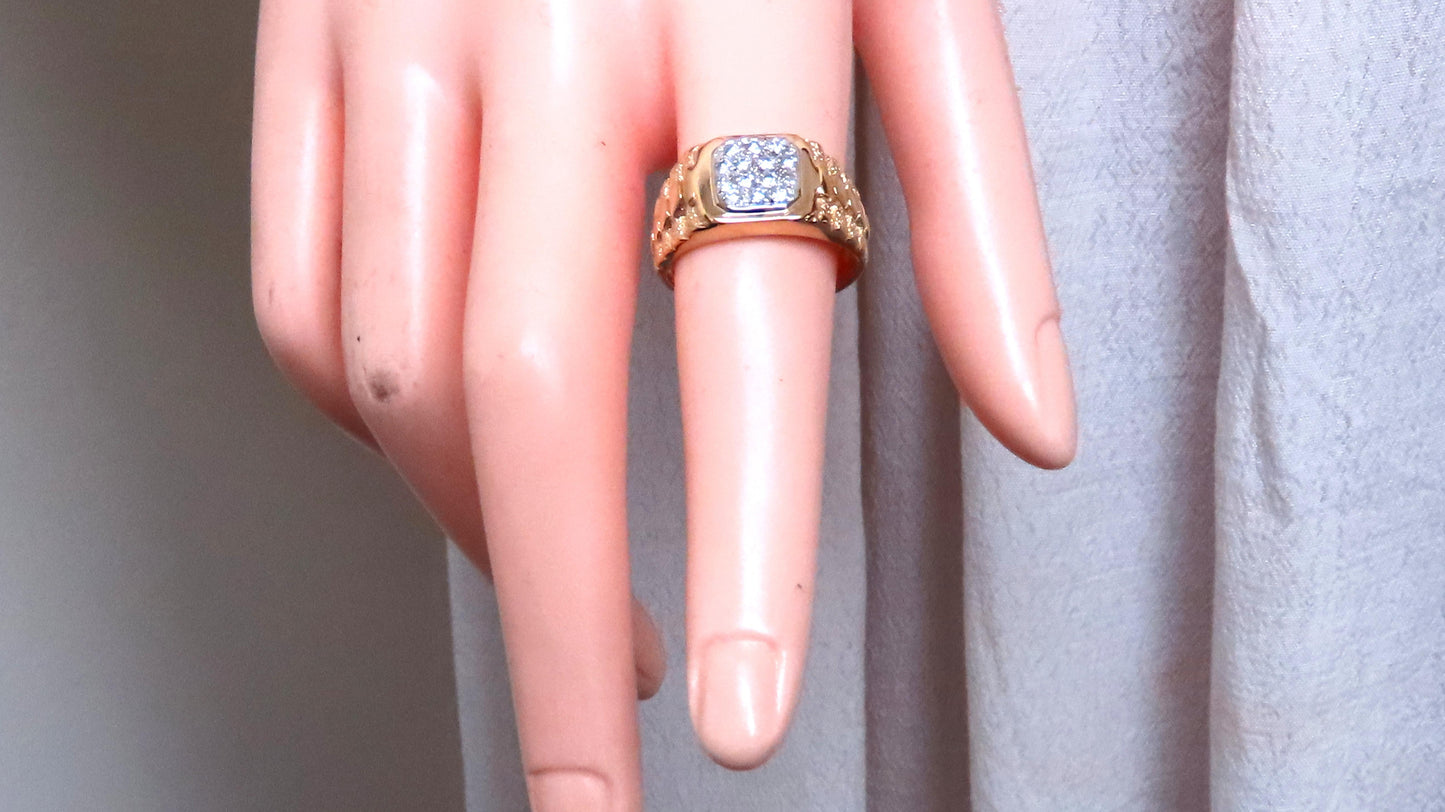 Mens Cluster pinky ring 14kt gold 74411