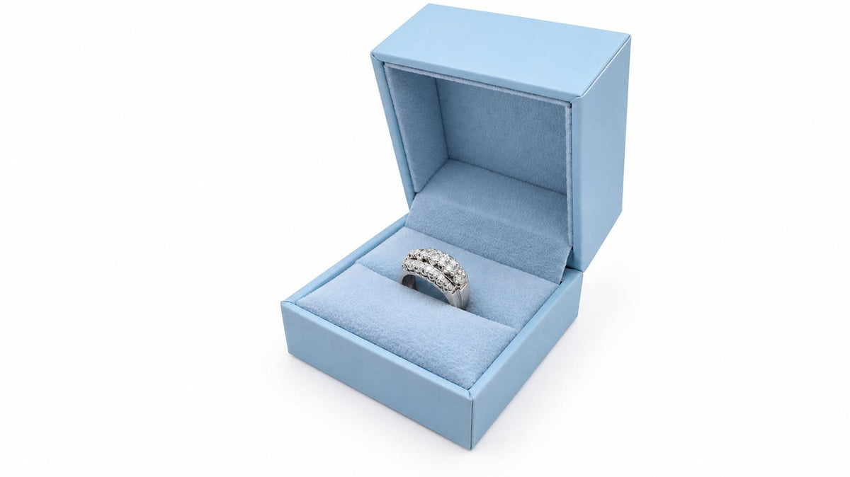 Anniversary Classic Cluster Natural .50CT Diamonds Three Row Band 14KT White Gold 95567