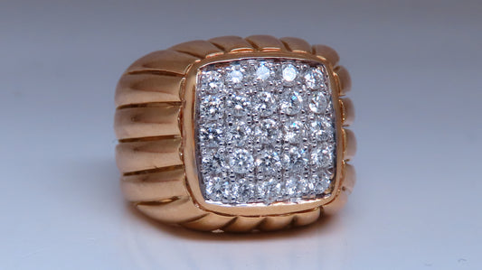 18 Karat 1 Carat Diamond Dome Ring Mod Deco Detail