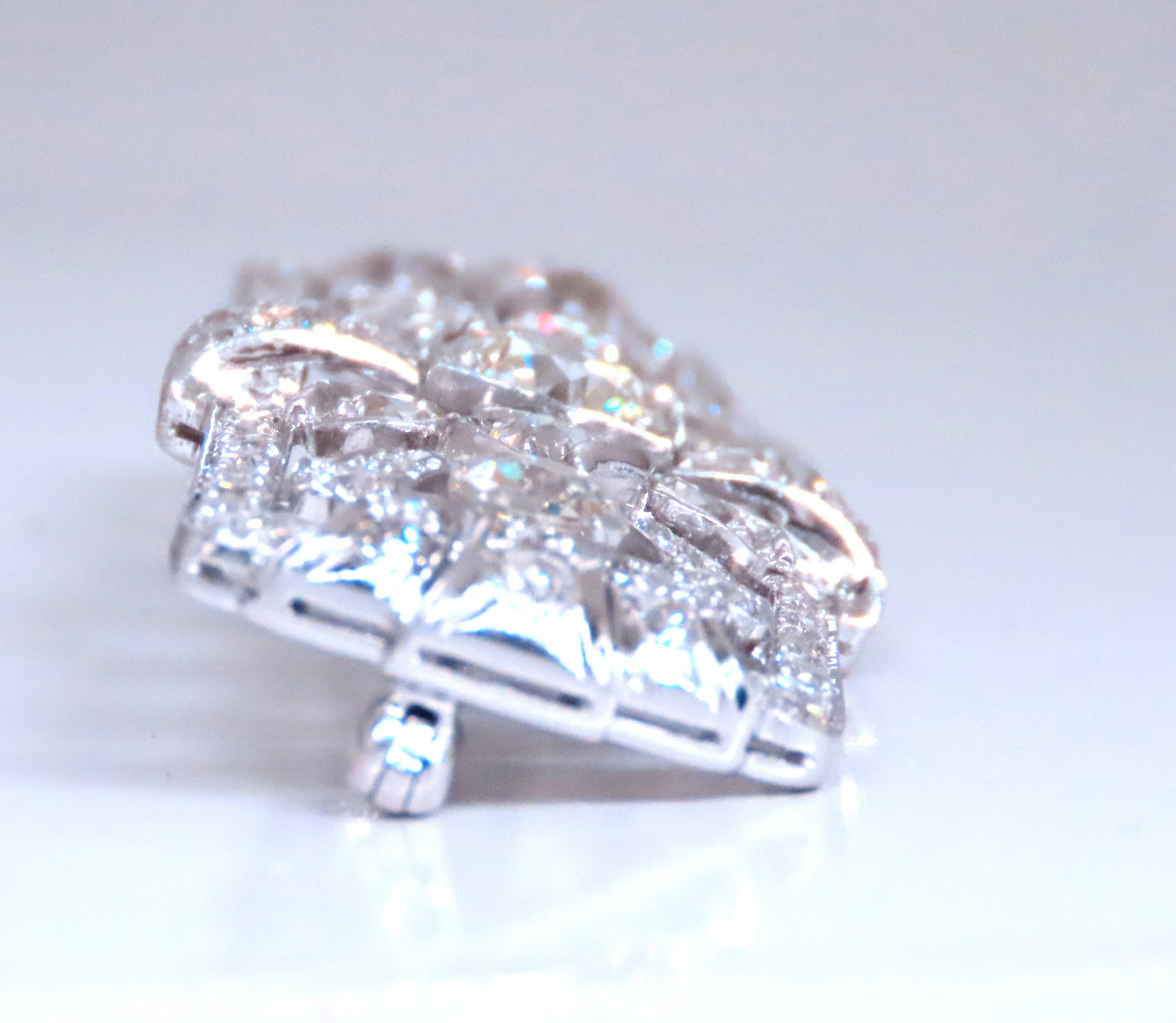 GIA Certified Natural Diamond Vintage Deco Pin Brooch Platinum 12418