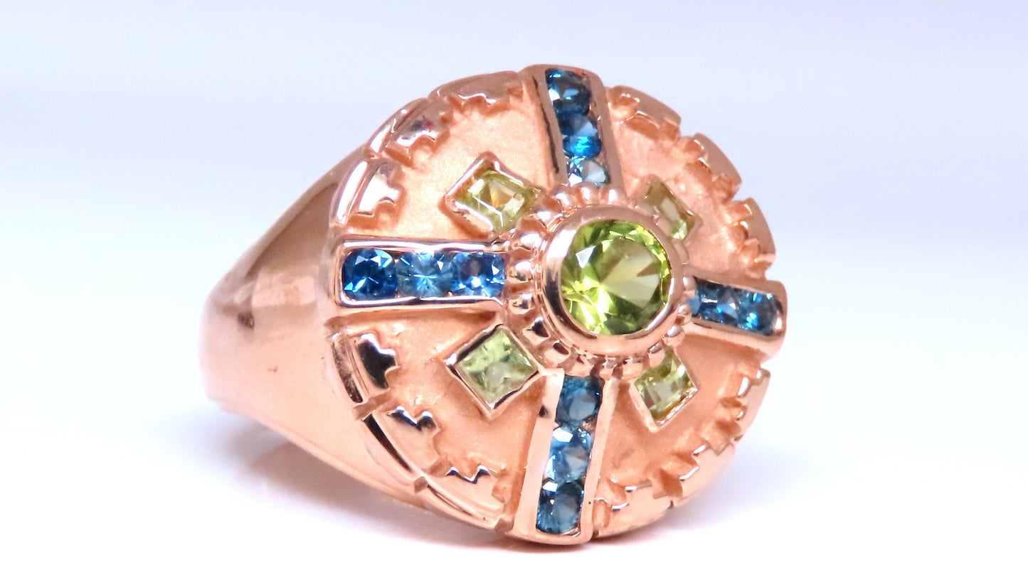 Iconic Mens Natural Peridot Ring 14kt Gold 12434