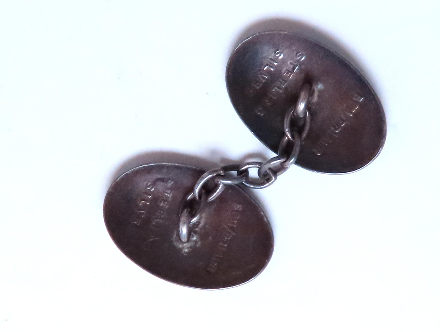 Vintage BGM Sterling Silver Enamel Cufflinks 12480
