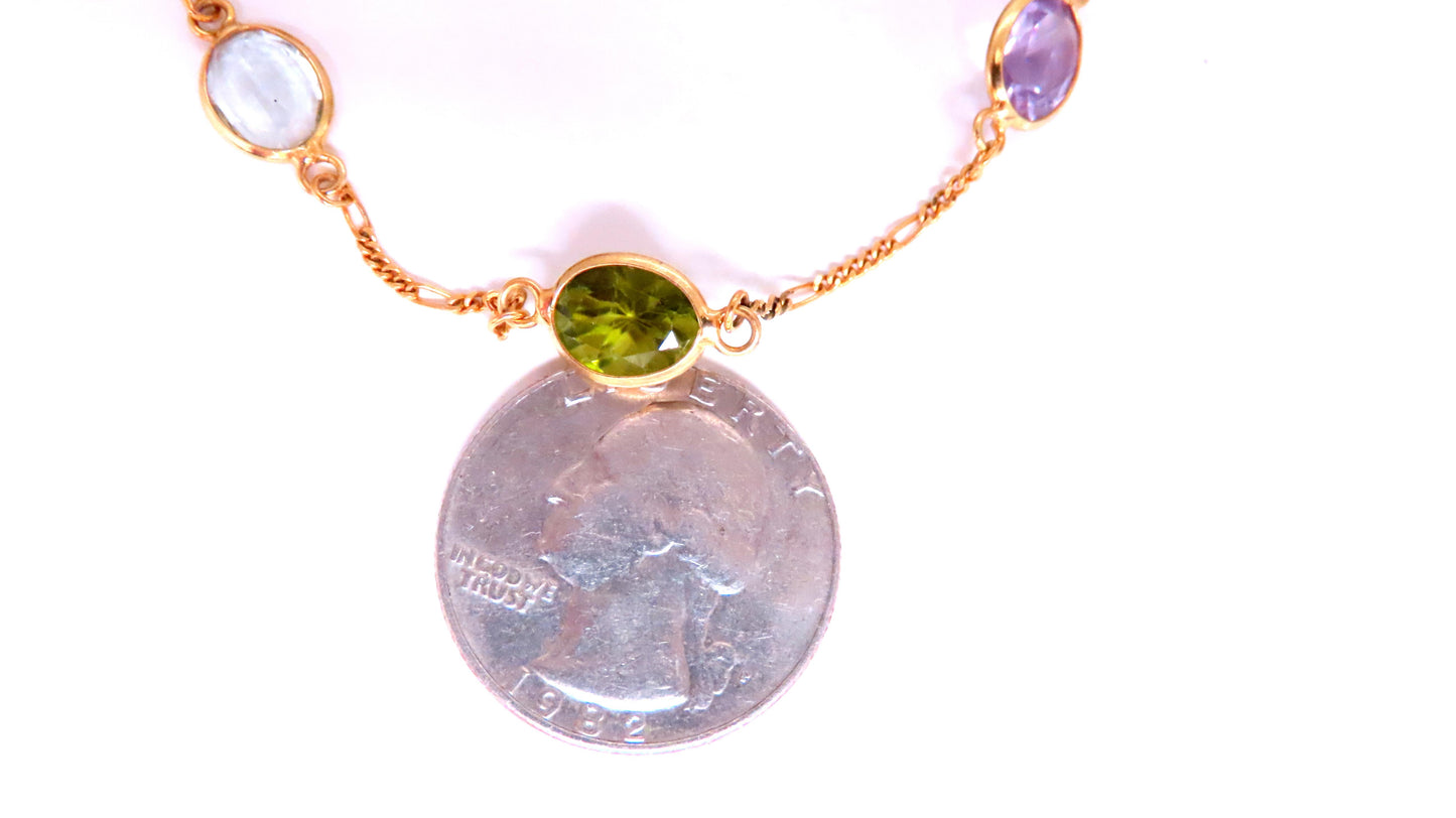 Garnet Amethyst Peridot Aquamarine Yard Necklace 14kt 12514