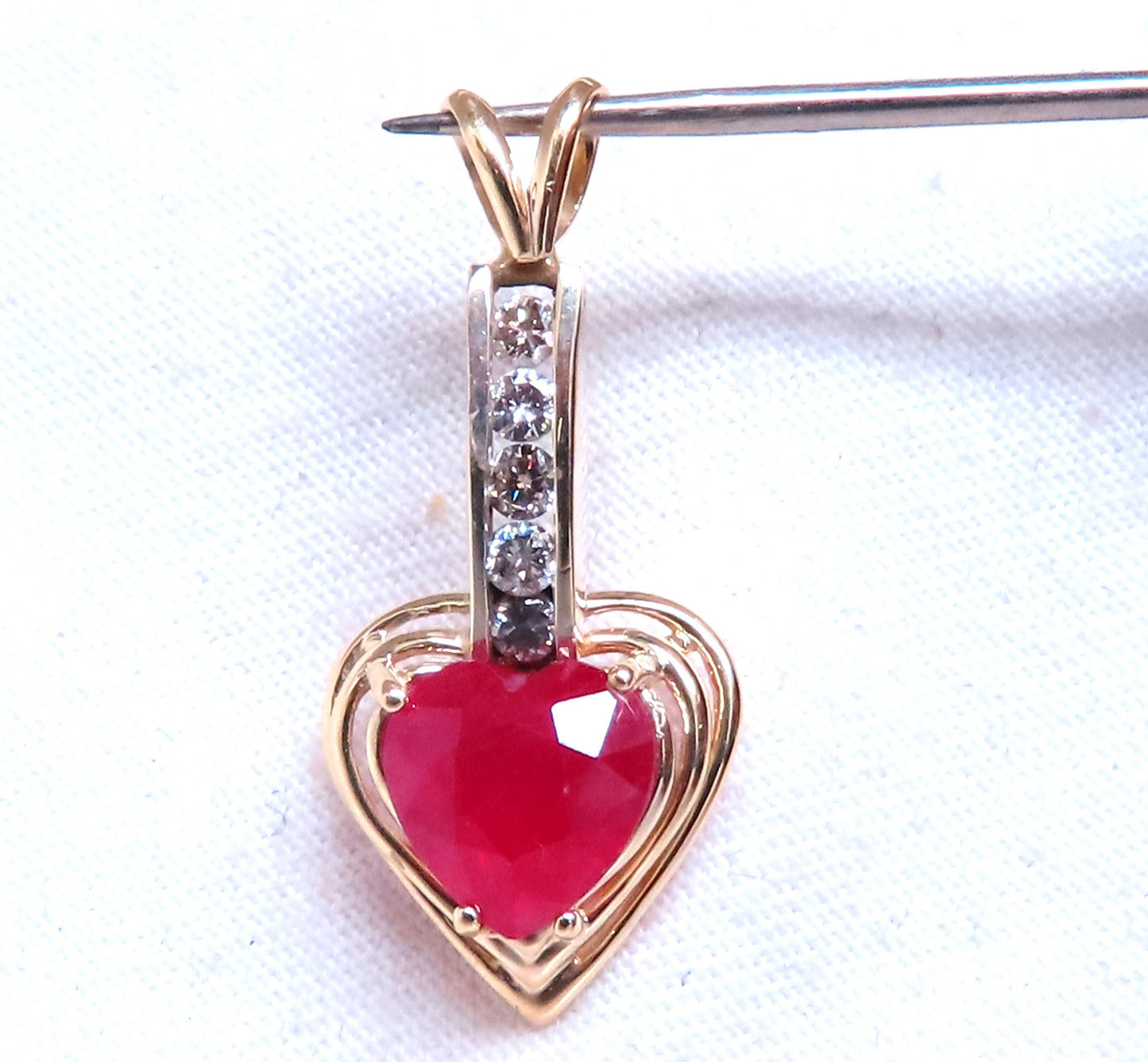 4ct Enhanced Heart Ruby Diamond Pendant 14kt 12519
