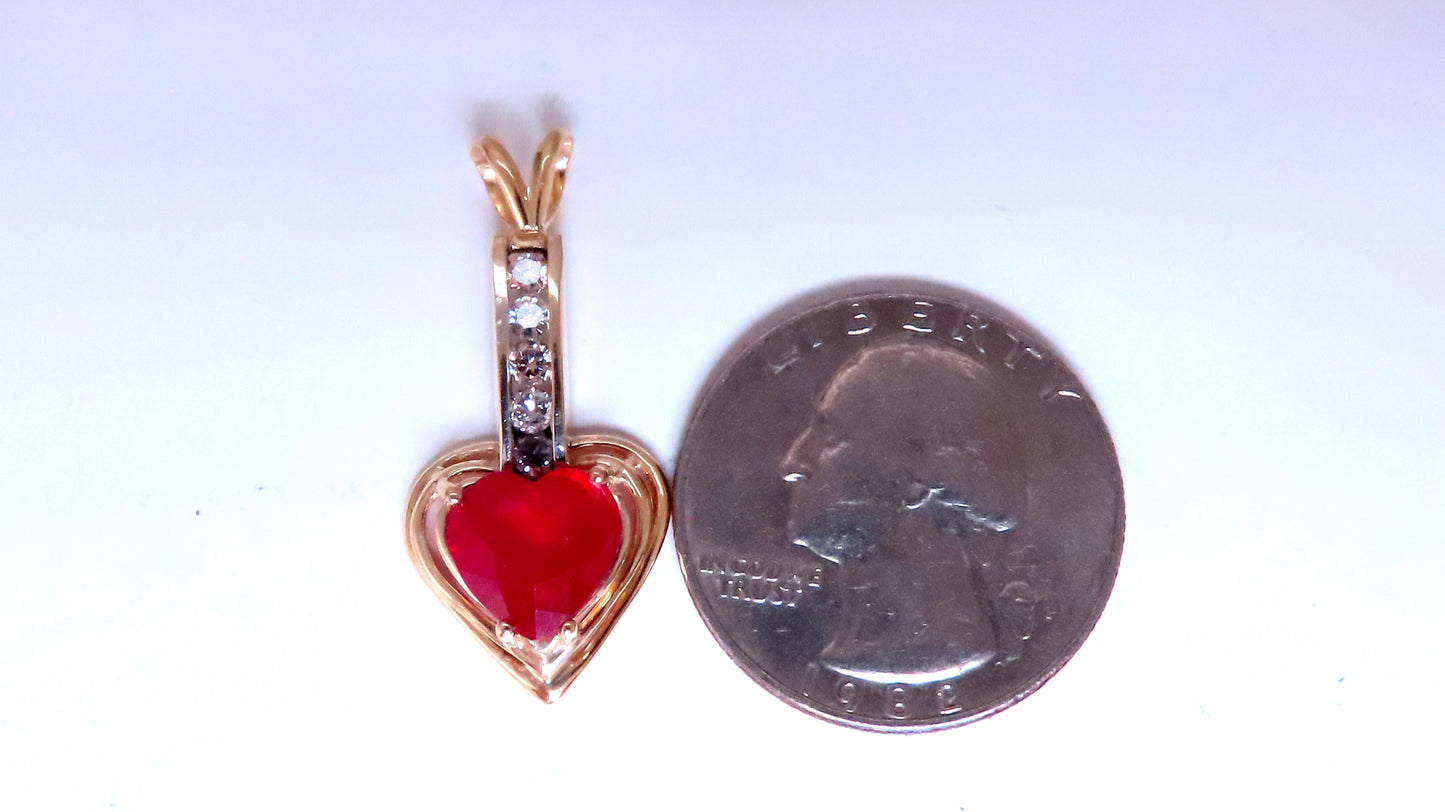4ct Enhanced Heart Ruby Diamond Pendant 14kt 12519
