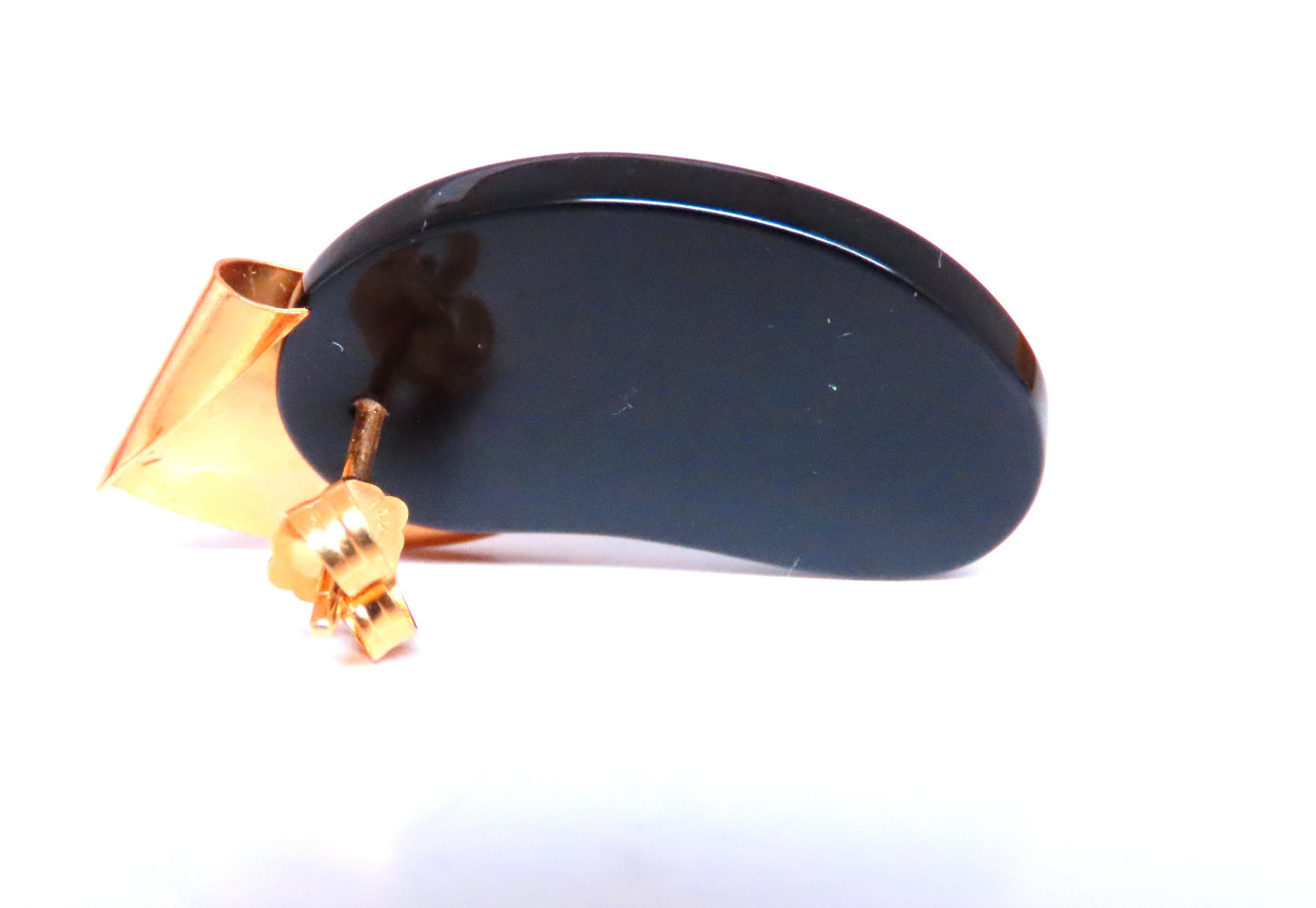 Onyx & Gold Patina Mod Deco Earrings 14kt 65412