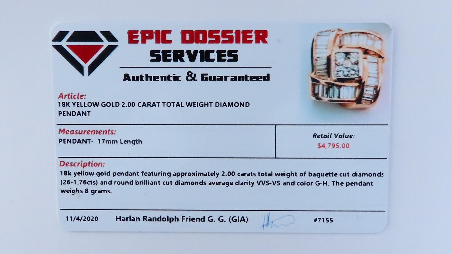 2.00ct Natural Diamonds Baguette & Rounds Slide Pendant 18kt 12634