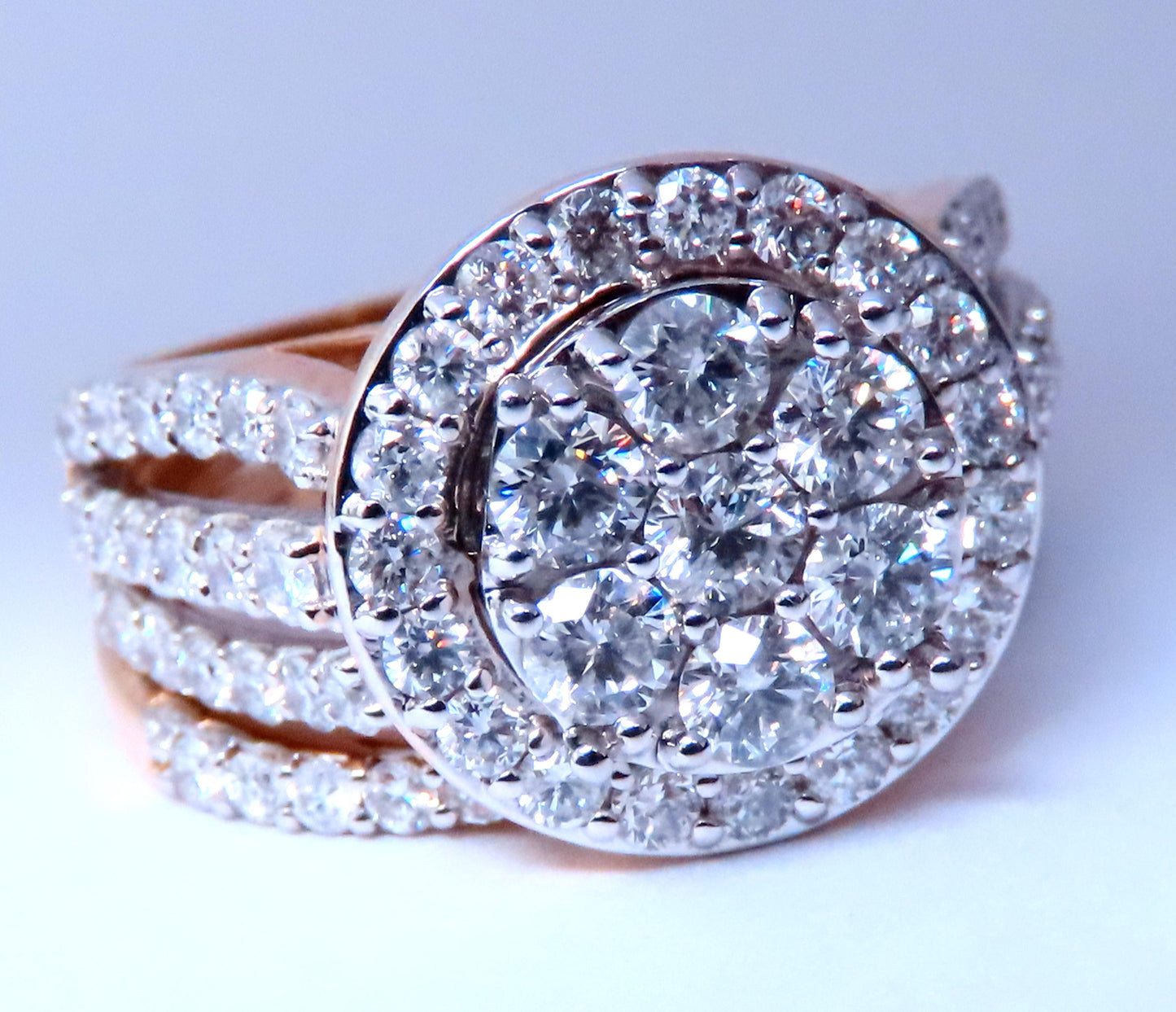 1.70ct Natural Round Diamonds Cluster Ring & Matching Band 14kt 12635