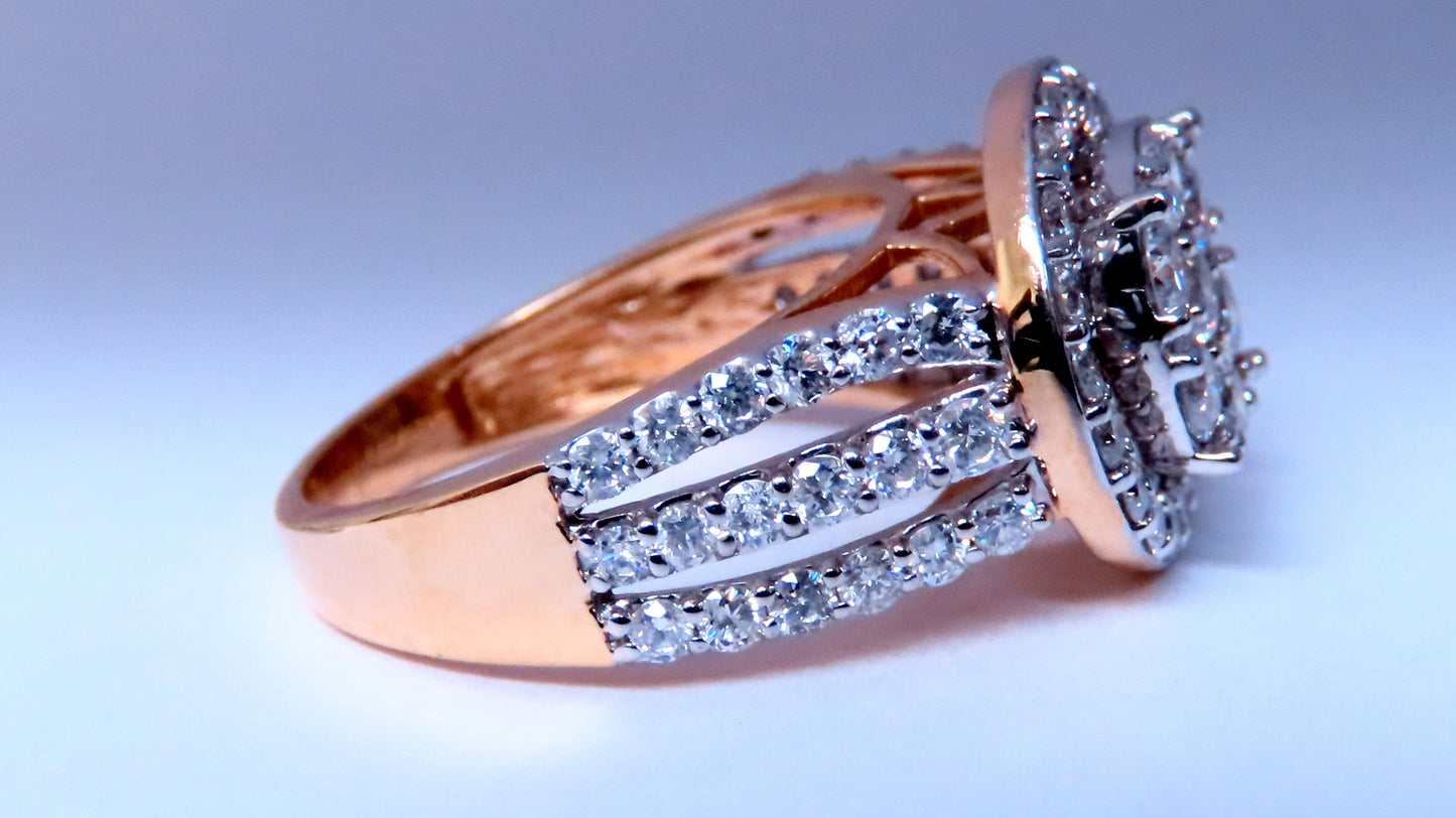 1.70ct Natural Round Diamonds Cluster Ring & Matching Band 14kt 12635