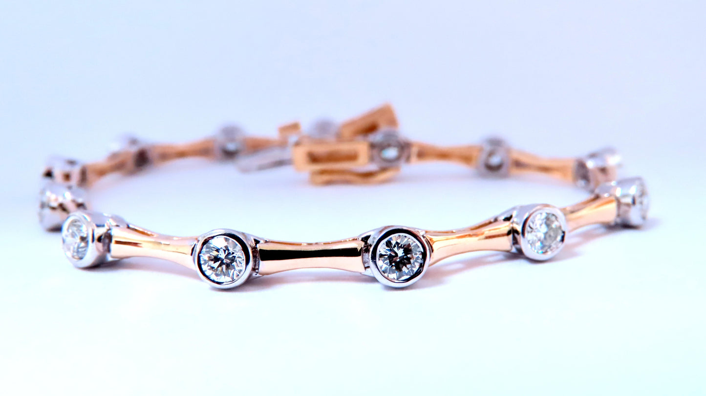 2.80ct Natural Diamonds Flush mount Tube Link Bracelet 14kt 12637