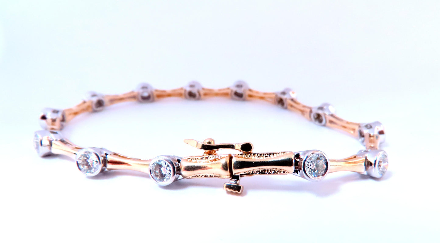 2.80ct Natural Diamonds Flush mount Tube Link Bracelet 14kt 12637