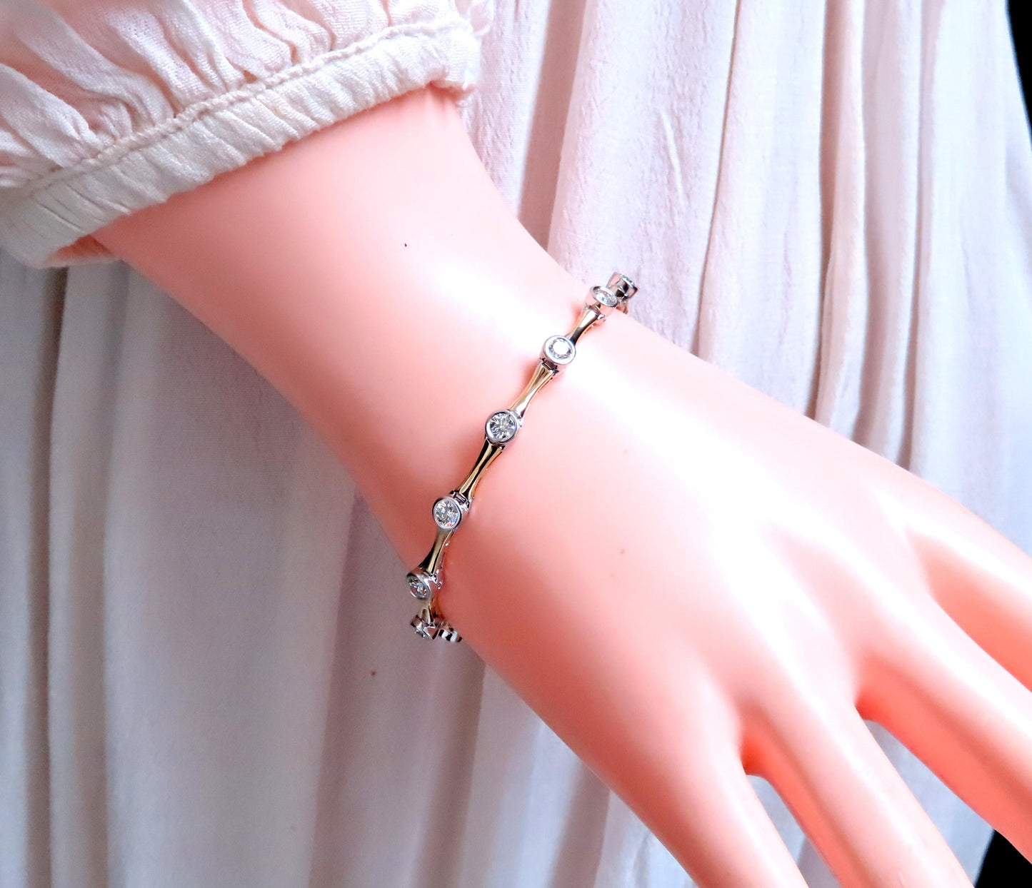 2.80ct Natural Diamonds Flush mount Tube Link Bracelet 14kt 12637