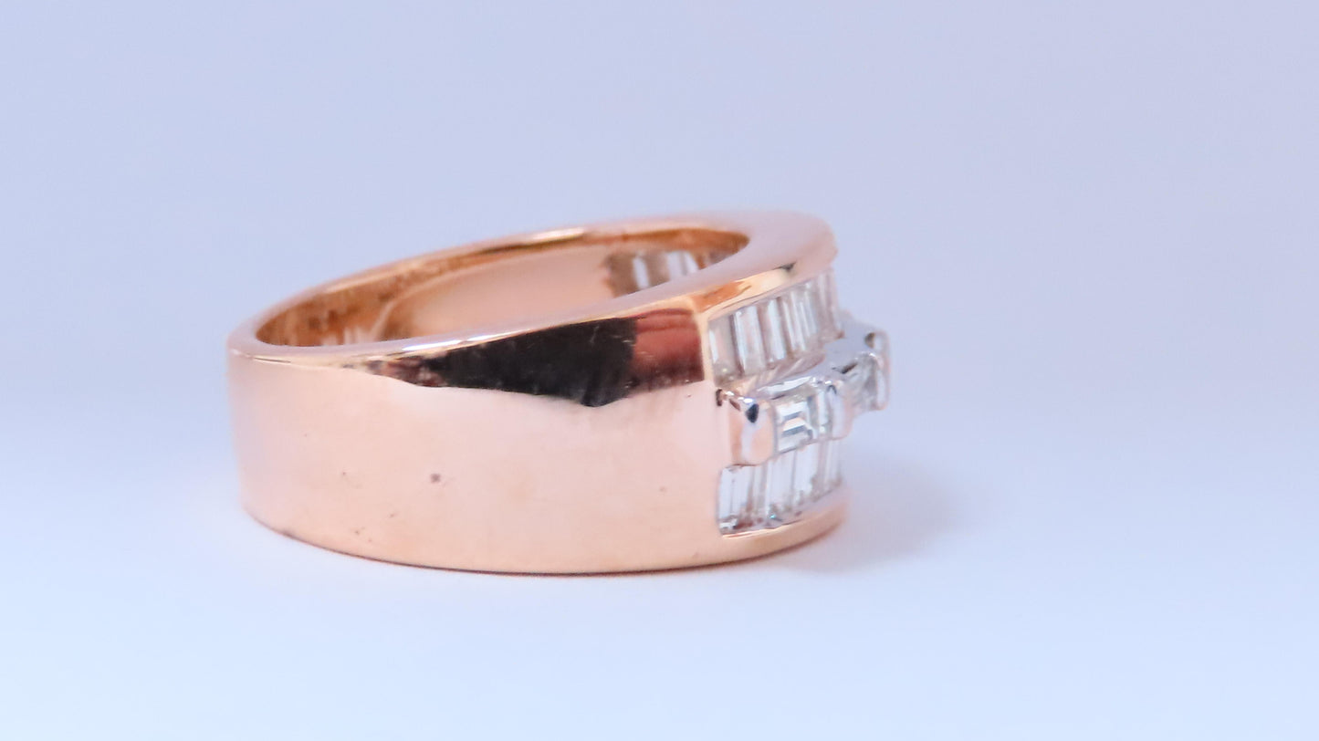 2ct Natural Baguette Diamonds Wide Band 14kt Gold 12639