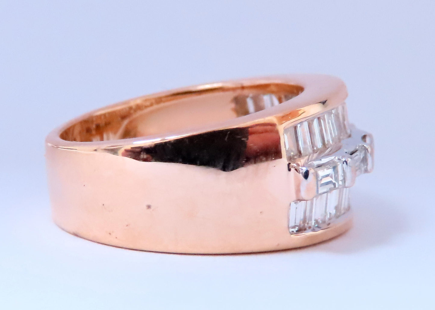 2ct Natural Baguette Diamonds Wide Band 14kt Gold 12639