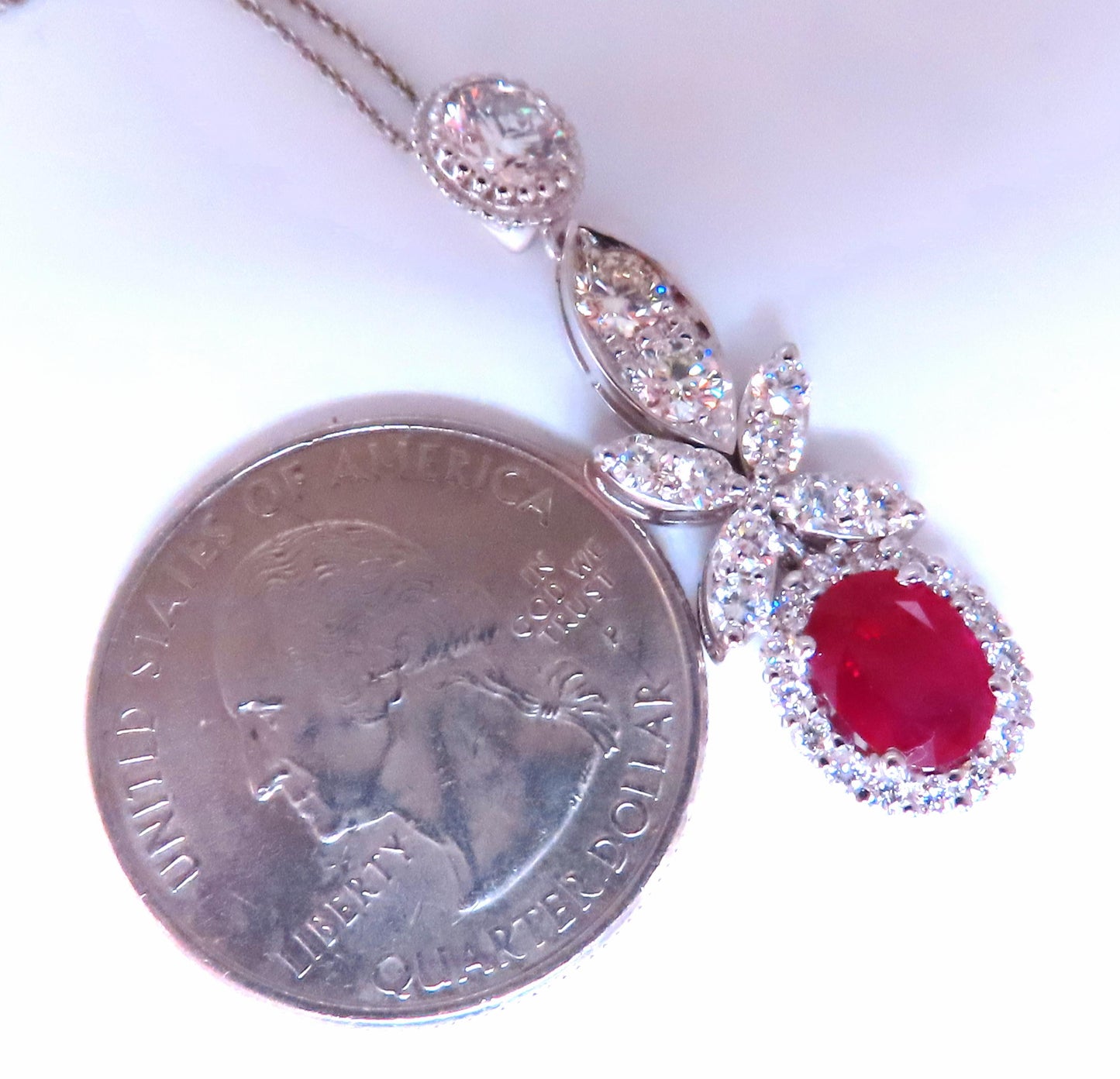 GIA Certified 1.48ct Natural Ruby Diamond Necklace 14kt Gold 47711