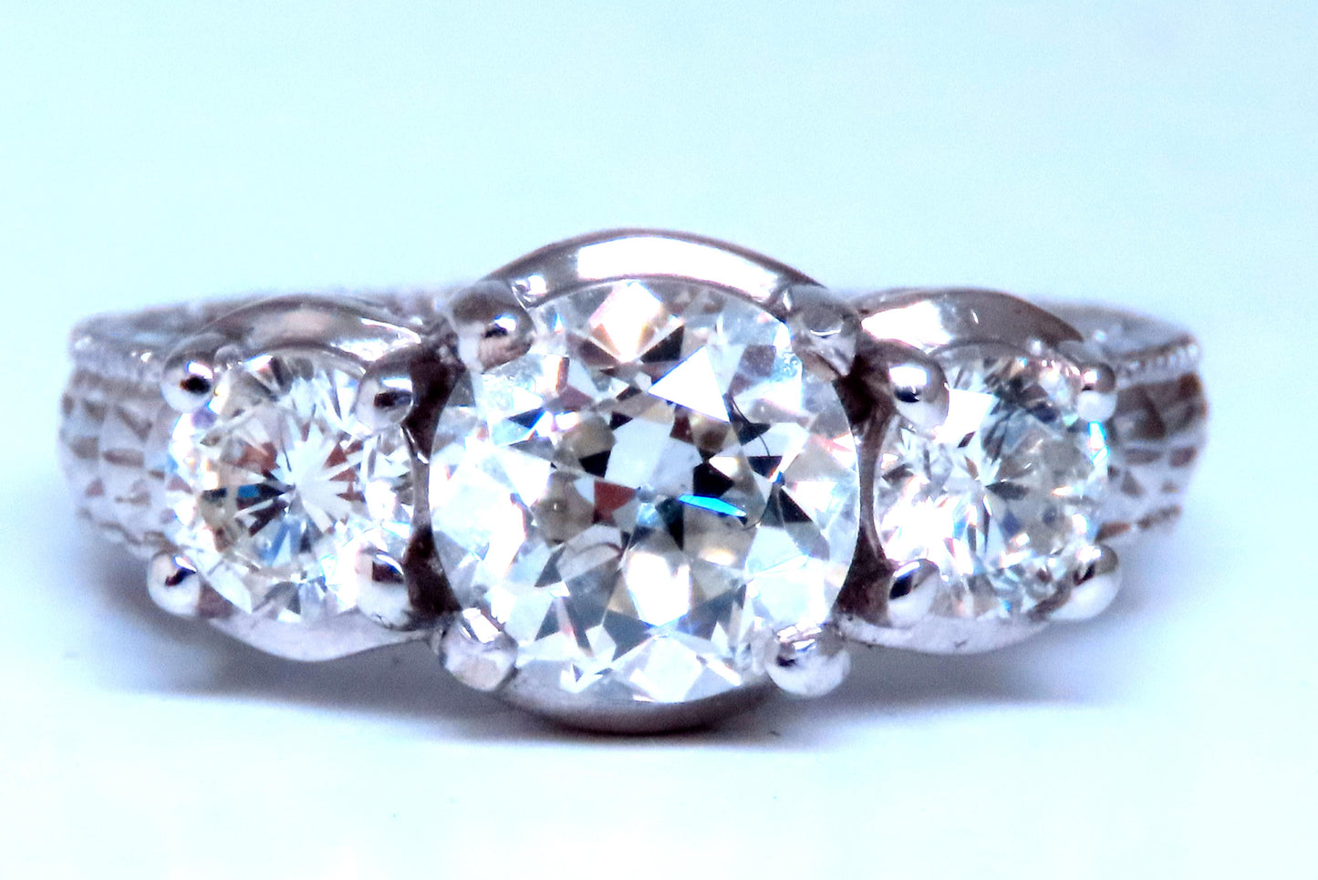 GIA Certified 1.69ct Natural Three stone Diamonds Ring 60884