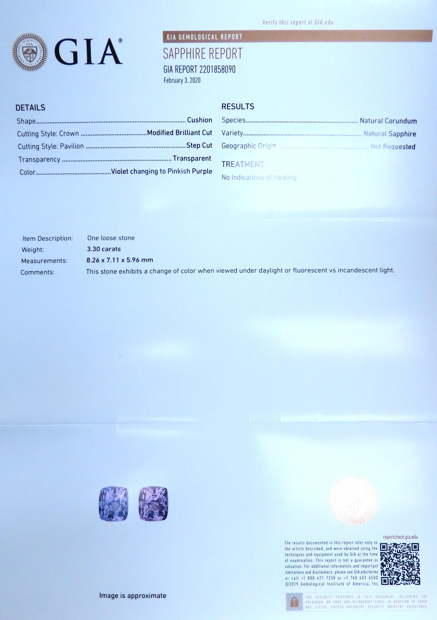 GIA Certified 3.30ct Natural Color Change Sapphire Diamonds Ring 18kt Gold 85442