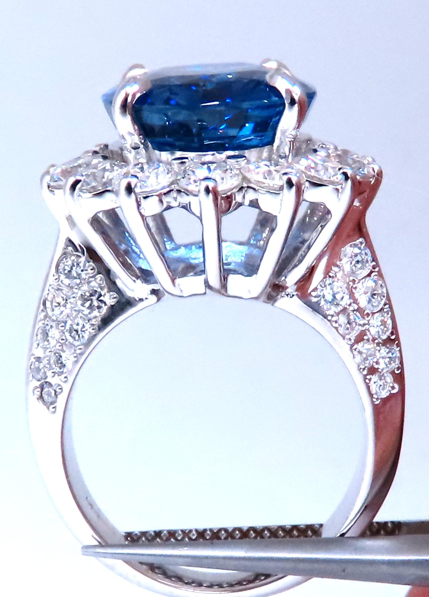 GIA Certified 11.79ct Natural Blue Sapphire Diamonds Ring 14kt Gold 85441
