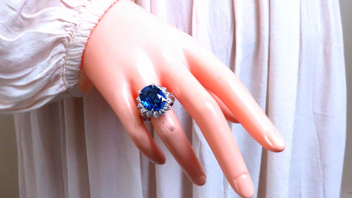 GIA Certified 11.79ct Natural Blue Sapphire Diamonds Ring 14kt Gold 85441
