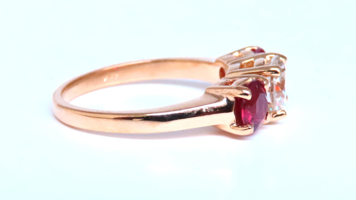 GIA certified 1.02ct Natural Round Diamond Ruby Ring 14kt 43552