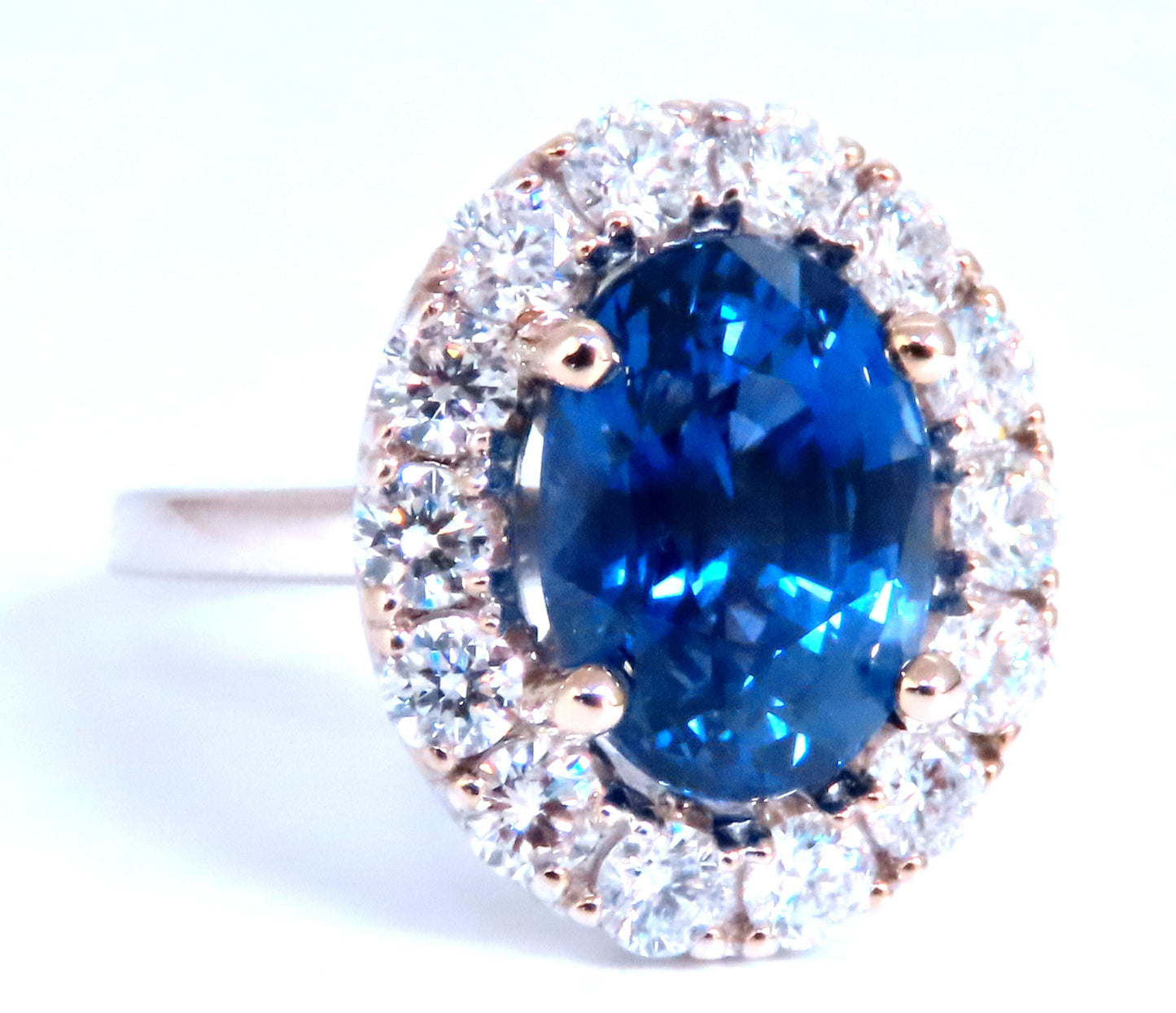 GIA Certified 5.75ct Natural No Heat Sapphire Diamonds Cluster Ring 18Kt 74554