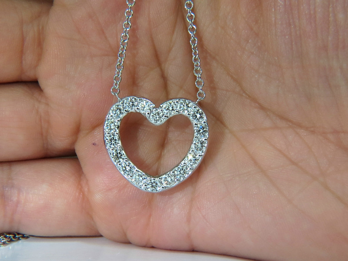 2.50CT SMOOTH EDGED BRILLIANT DIAMONDS HEART PENDANT & CHAIN F/VS 14KT *v