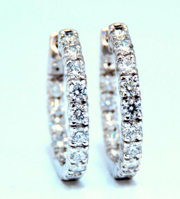 2.60ct Natural Round Diamond Hoop Earrings 14kt gold 40147**