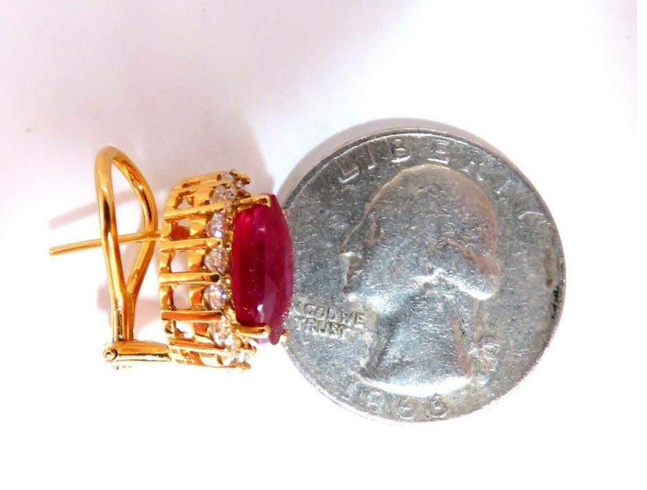 9ct Lab Ruby Diamond Clip Earrings Halo 14kt Gold 14112**