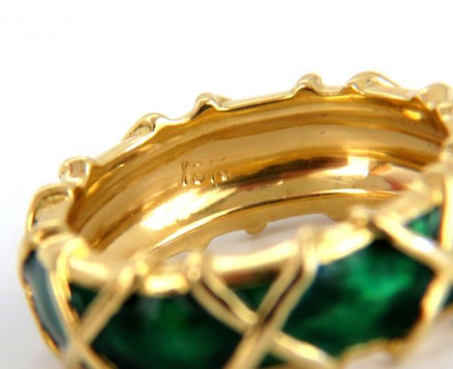 Vintage 18 Karat Gold Eternity X Green Enamel Ring 45441**