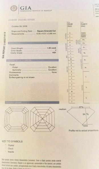GIA Certified 1.20 Carat Natural Asscher Cut Diamond Ring 14kt 45541**