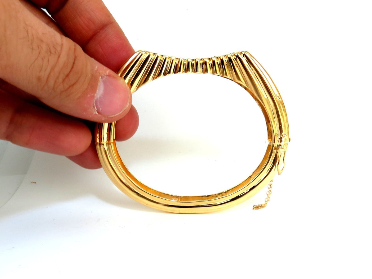 2.30CT INVERTED ARCH GRILLED WAVE RETRO 14KT DIAMONDS BANGLE BRACELET *v