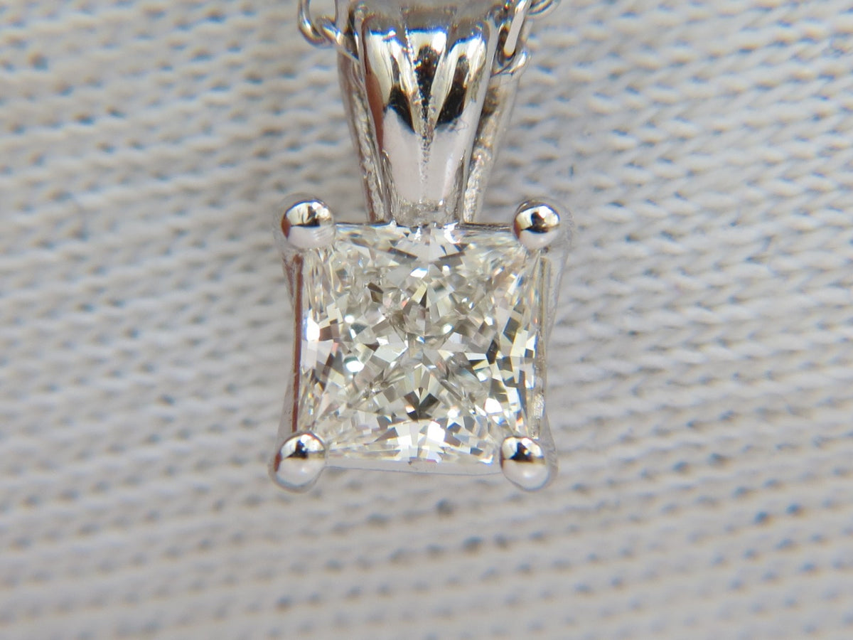 GIA 1.01CT BRILLIANT PRINCESS CUT DIAMOND SOLITAIRE PENDANT H/VVS1 14kt *v