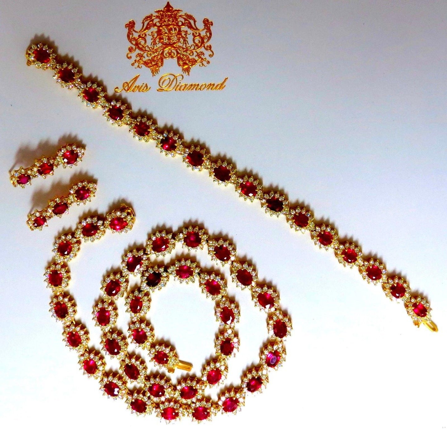 GIA certified 45.20ct Natural Ruby Necklace Bracelet Earrings Suite 18kt 10049
