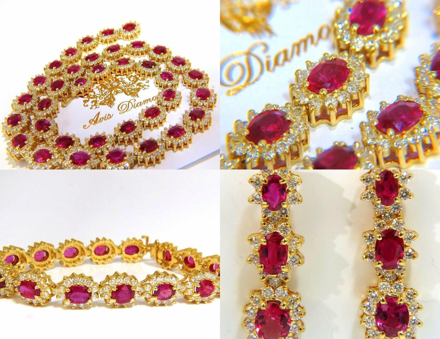 GIA certified 45.20ct Natural Ruby Necklace Bracelet Earrings Suite 18kt 10049