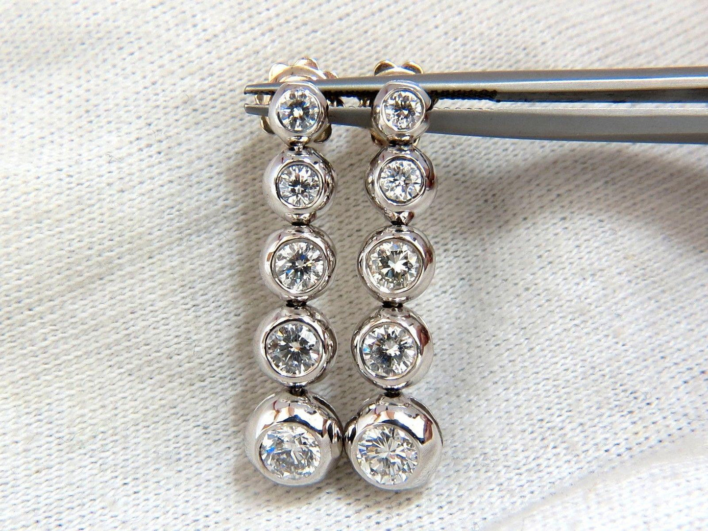 2.04ct Five Tier Diamond Dangle Earrings 14kt Gold G/VS Ref 12311