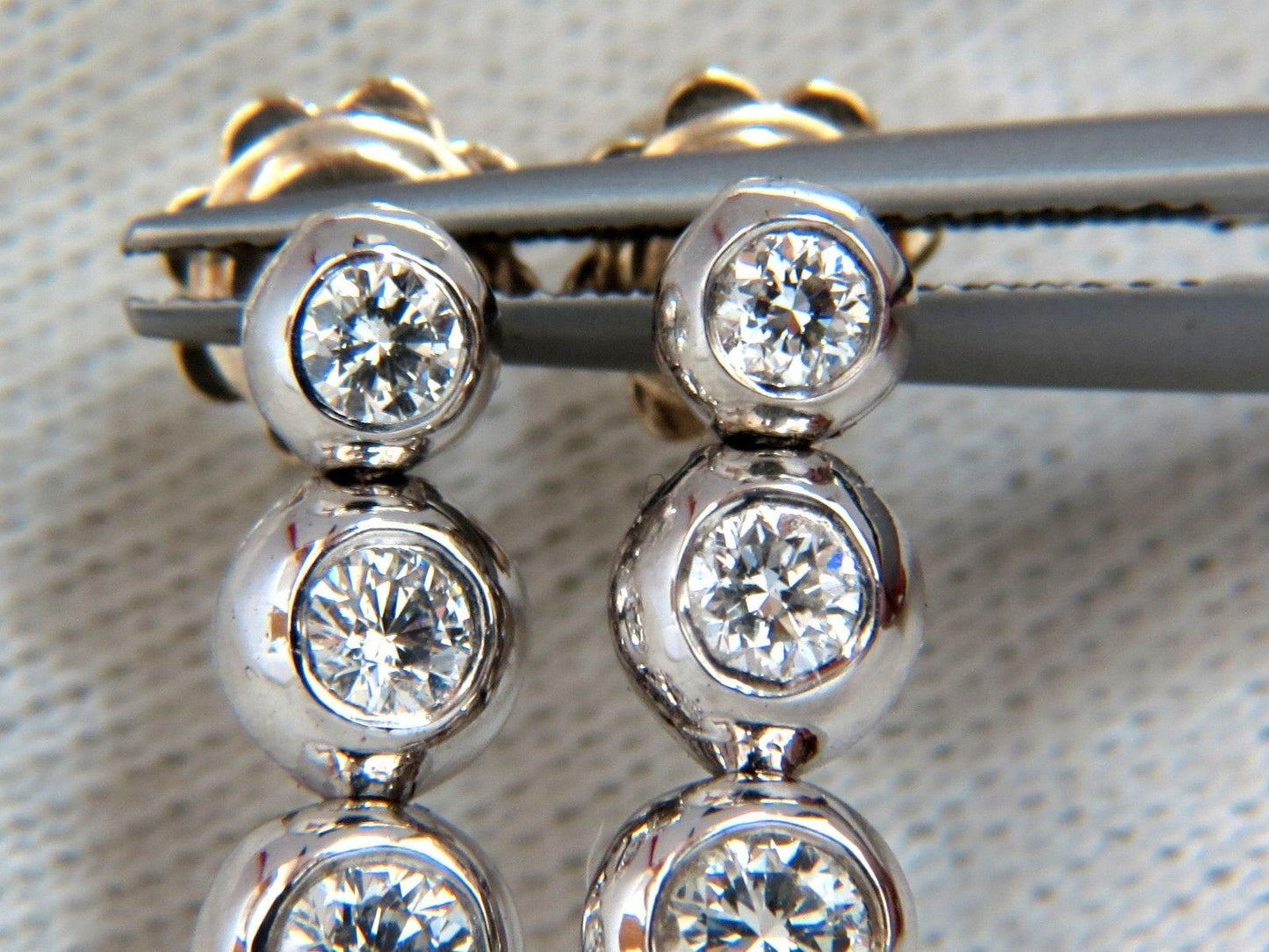 2.04ct Five Tier Diamond Dangle Earrings 14kt Gold G/VS Ref 12311
